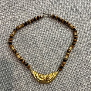 Vintage Gold and Brown Beaded Necklace